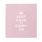 Crimson Red Keep Calm en Carry On (witte tekst) Notitieblok (Voorkant)