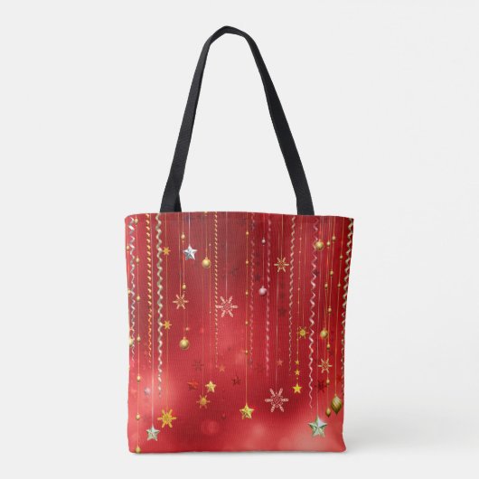 Crimson Red Kerstfeestelijke Canvas tas (Achterkant)