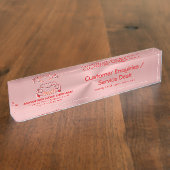 Crimson red klassieke luxe logo op roze naambordje (Zijkant)