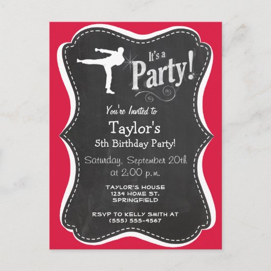 Crimson Red Martial Arts Uitnodiging Briefkaart (Voorkant)