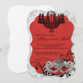 Crimson Red Masquerade Ball Mask Kostuum Halloween Kaart (Voorkant / Achterkant)