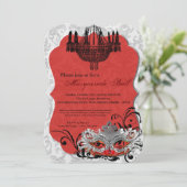 Crimson Red Masquerade Ball Mask Kostuum Halloween Kaart (Staand voorkant)