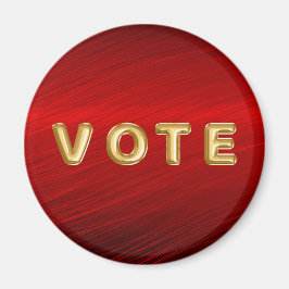 Crimson Red Metallic Graphic Vote Magneet