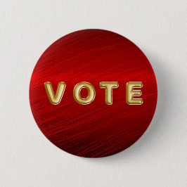 Crimson Red Metallic Graphic Vote Ronde Button 5,7 Cm