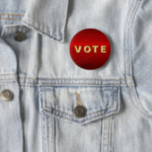 Crimson Red Metallic Graphic Vote Ronde Button 5,7 Cm (In situ)