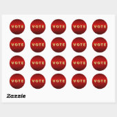 Crimson Red Metallic Graphic Vote Ronde Sticker (Vel)