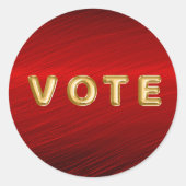 Crimson Red Metallic Graphic Vote Ronde Sticker (Voorkant)