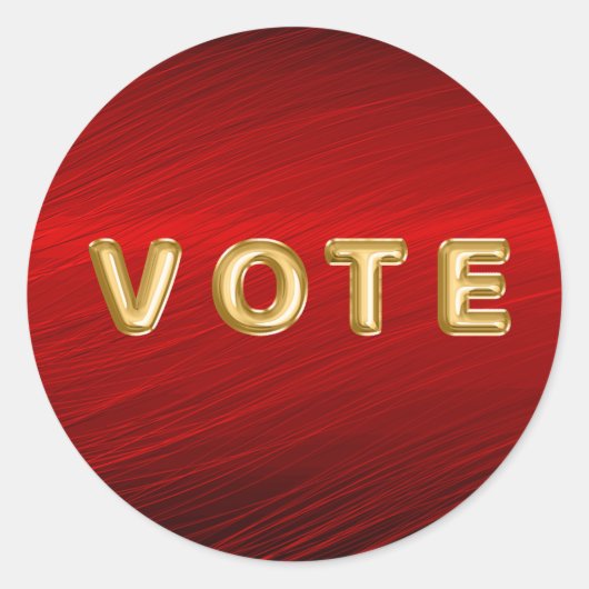 Crimson Red Metallic Graphic Vote Ronde Sticker (Voorkant)