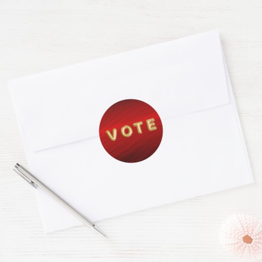 Crimson Red Metallic Graphic Vote Ronde Sticker (Envelop)