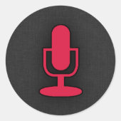Crimson Red Microphone Ronde Sticker (Voorkant)