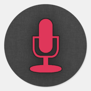 Crimson Red Microphone Ronde Sticker