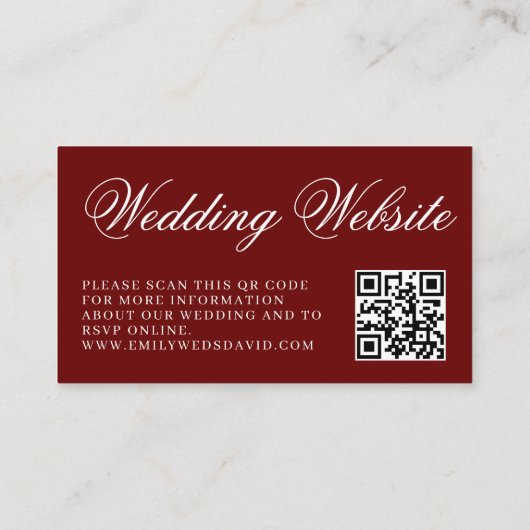 Crimson Red Minimalist Elegant Abstract QR RSVP Informatiekaartje (Achterkant)