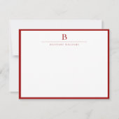 Crimson Red Modern Stationery Classic Notitiekaartje (Voorkant)