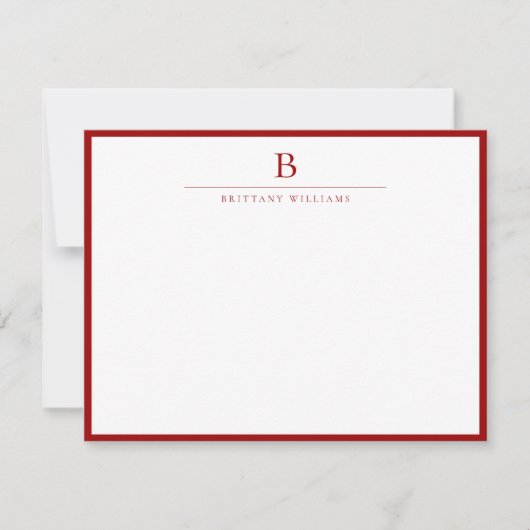 Crimson Red Modern Stationery Classic Notitiekaartje (Voorkant)
