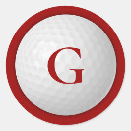 Crimson Red Monogram Golfbal Ronde Sticker