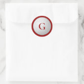 Crimson Red Monogram Golfbal Ronde Sticker (Tas)