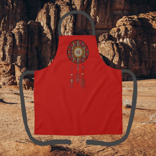 Crimson Red Monogrammed Apron met Dreamweaver Schort