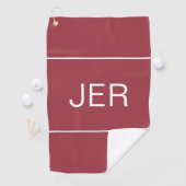 Crimson Red Monogrammed Initiaal Golfer Sports Pro Golfhanddoek (Insitu)