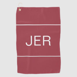 Crimson Red Monogrammed Initiaal Golfer Sports Pro Golfhanddoek