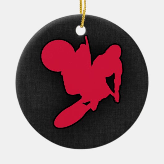 Crimson Red Motocross Keramisch Ornament (Voorkant)