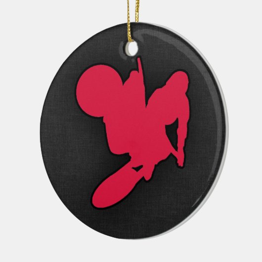 Crimson Red Motocross Keramisch Ornament (Links)