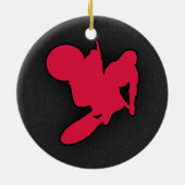 Crimson Red Motocross Keramisch Ornament (Achterkant)