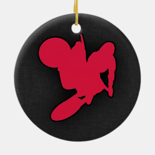 Crimson Red Motocross Keramisch Ornament (Achterkant)
