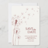 Crimson Red Paardenbloem Bruiloft Save the Date Ka (Voorkant)