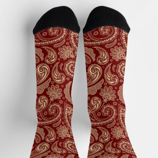 Crimson Red Paisley Sokken (Top)
