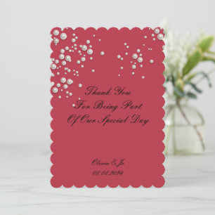 CRIMSON RED PEARL BEDANKKAART VOOR BRUILOFT SAVE THE DATE
