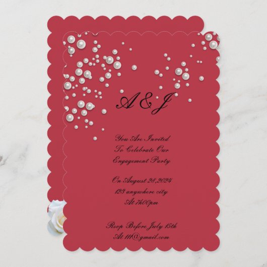 Crimson Red Pearl uitnodiging (Voorkant / Achterkant)