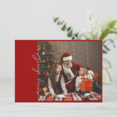 Crimson Red Photo Family kerstfeestdag Kaart (Staand voorkant)
