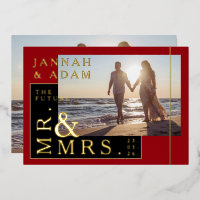 Crimson Red Photo Wedding Mr. en Mrs. Gold