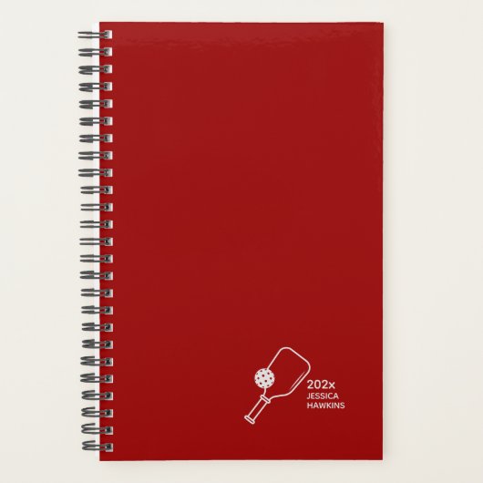 Crimson Red Pickleball Personal Weekly Planner (Voorkant)