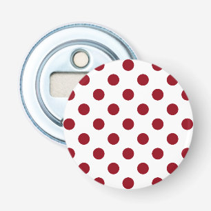 Crimson Red Polka Dots Circles Button Flesopener