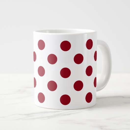 Crimson Red Polka Dots Circles Grote Koffiekop (Voorkant rechts)