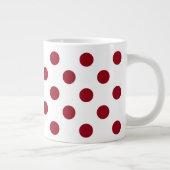 Crimson Red Polka Dots Circles Grote Koffiekop (Rechts)