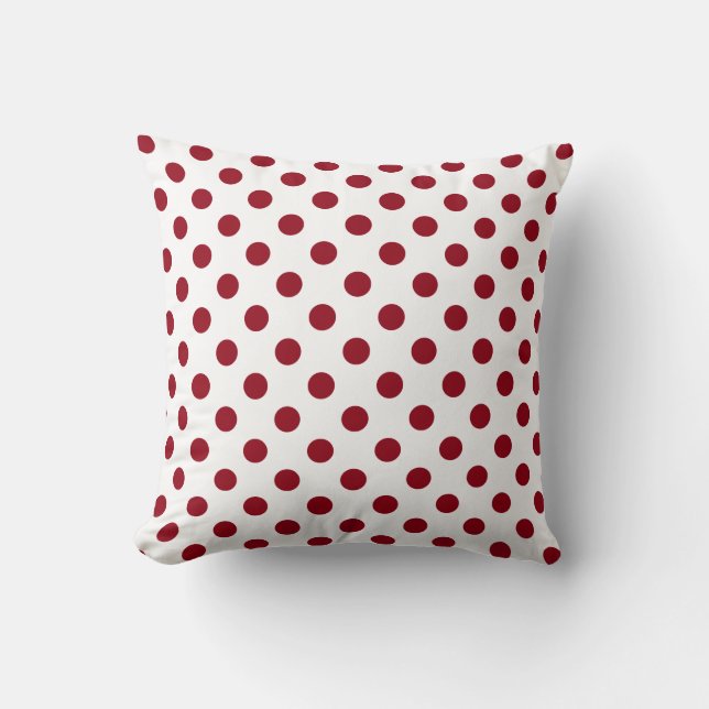 Crimson Red Polka Dots Circles Kussen (Voorkant)