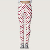 Crimson Red Polka Dots Circles Leggings (Voorkant)