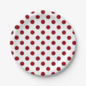 Crimson Red Polka Dots Circles Papieren Bordje (Voorkant)