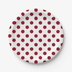 Crimson Red Polka Dots Circles Papieren Bordje