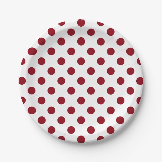 Crimson Red Polka Dots Circles Papieren Bordje (Voorkant)