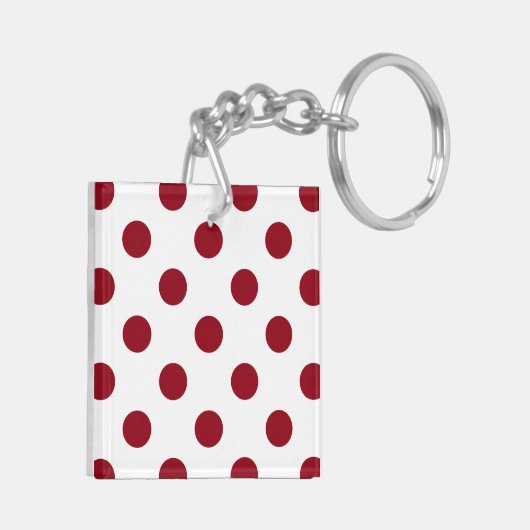 Crimson Red Polka Dots Circles Sleutelhanger (Achterkant Links)
