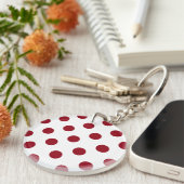 Crimson Red Polka Dots Circles Sleutelhanger (Voorkant Rechts)