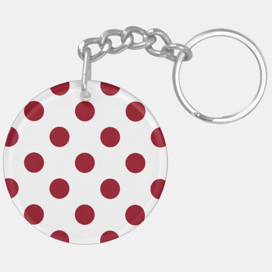 Crimson Red Polka Dots Circles Sleutelhanger (Achterkant Links)