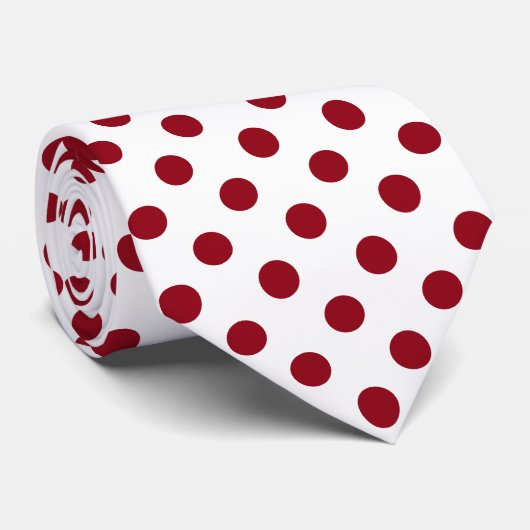 Crimson Red Polka Dots Circles Stropdas (Opgerold)