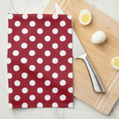 Crimson Red Polka Dots Circles Theedoek (Quarter Fold)