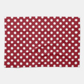 Crimson Red Polka Dots Circles Theedoek (Horizontaal)