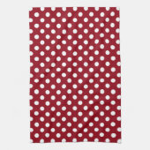 Crimson Red Polka Dots Circles Theedoek (Verticaal)