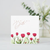 Crimson Red Poppies Bloemen Bruiloft Save The Date (Staand voorkant)